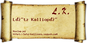 Létz Kalliopé névjegykártya